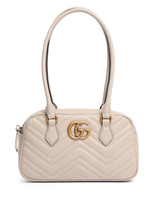Gucci Natural Kleine Handtasche Aus Leder "gg Marmont"