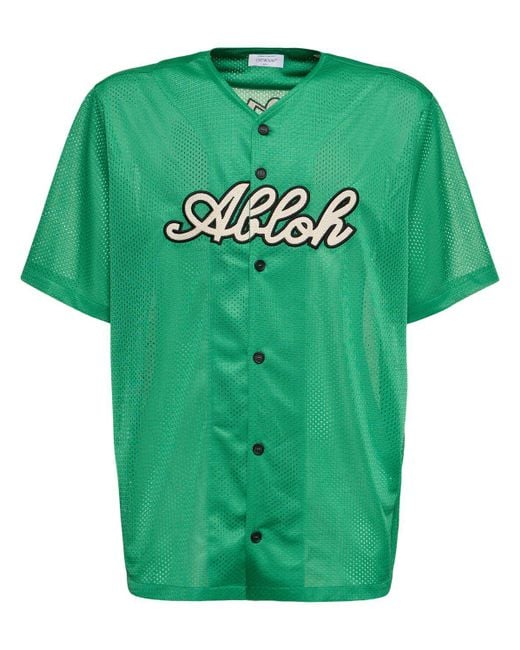 Off-White c/o Virgil Abloh Green Baseball Tech Mesh T-Shirt for men