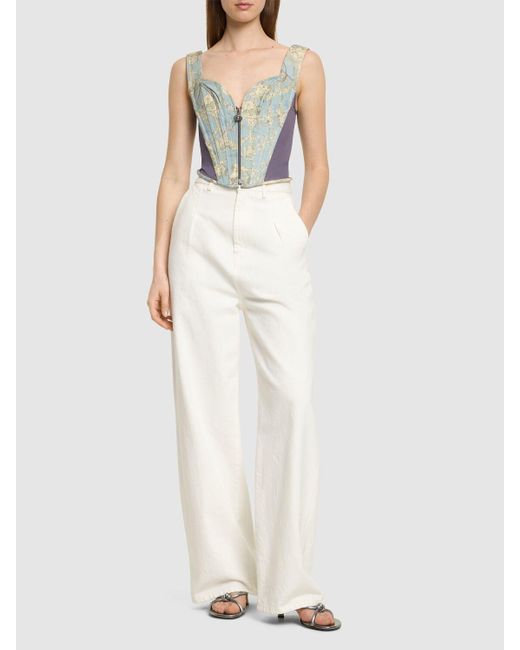 Corset zippé en coton imprimé Vivienne Westwood en coloris White