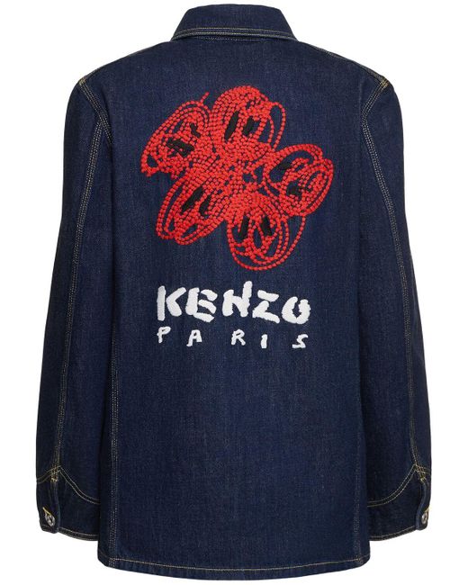 KENZO Blue Varsity Cotton Denim Workwear Jacket