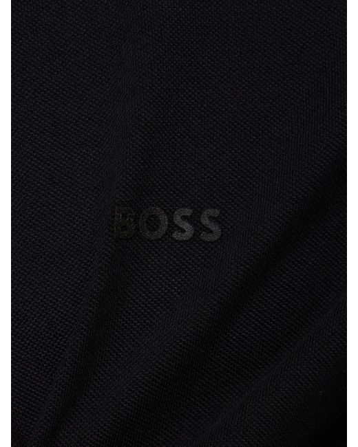 メンズ Boss Parlay 190 コットンポロシャツ Black