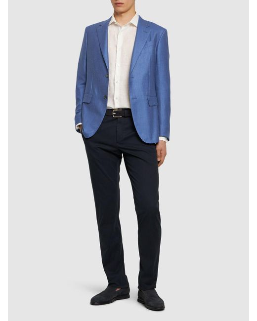 Zegna Blue Cashmere & Silk Blazer for men