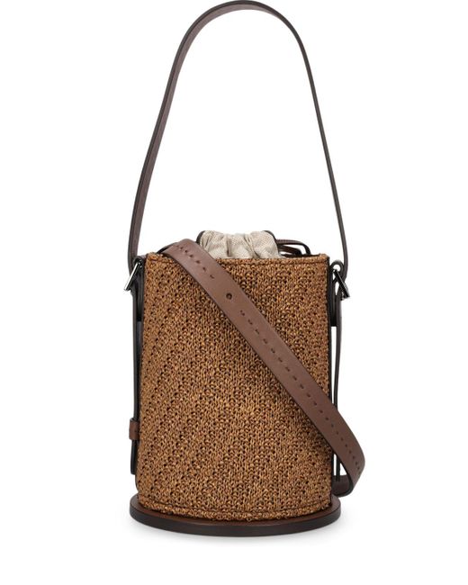 Max Mara Brown Bucket Raffia Effect Shoulder Bag
