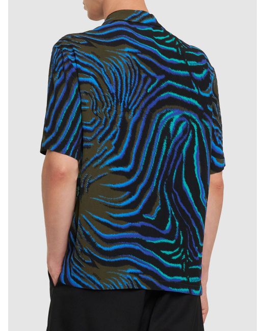 Camicia in viscosa stampata di Versace in Blue da Uomo