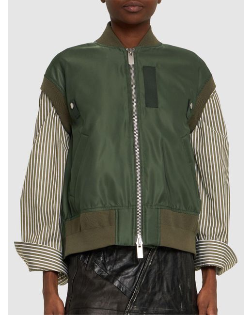 Sacai Sleeveless Nylon Zip up Jacket in Green Lyst UK