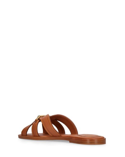 Zimmermann Brown 10Mm Prisma Slide Leather Flat Sandals