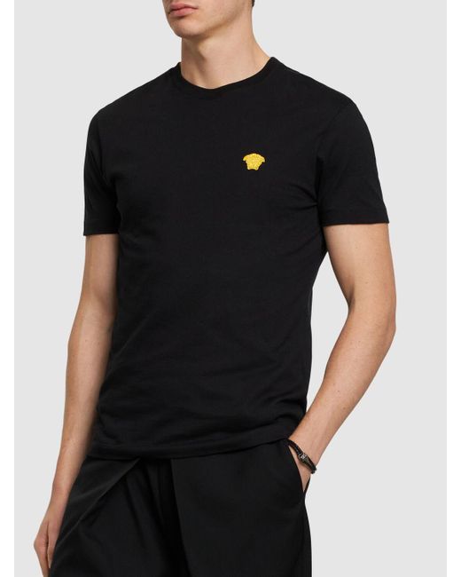 T-shirt medusa in jersey di cotone di Versace in Black da Uomo