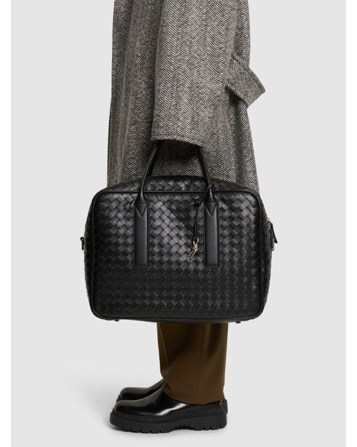 Bottega Veneta Black Getaway Medium Leather Weekender Bag for men