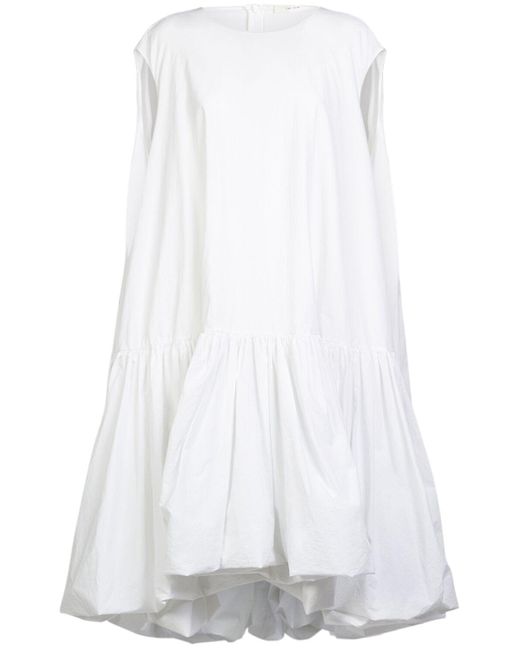 The Row White Tadao Ruffled Poplin Midi Dress