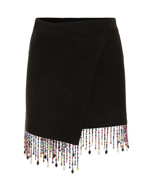 MSGM Black Embellished Linen Blend Shorts