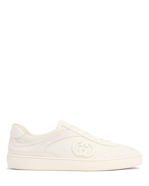 メンズ Gucci G74 Gg スエード&ファブリックスニーカー ナチュラル | Lyst