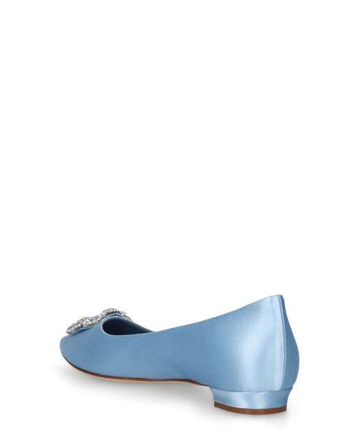 Manolo Blahnik Blue 10 Mm Flache Schuhe Aus Satin "hangisi"