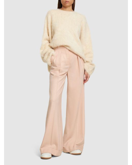 Max Mara Pink Faraday Wool Jersey Wide Pants