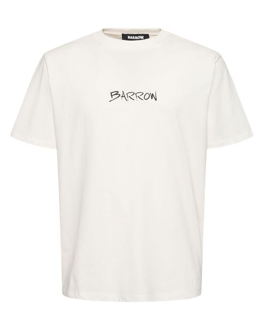 Barrow White Printed Logo T-shirt for men
