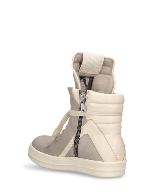 Rick Owens Natural Geobasket Leather High Top Sneakers for men