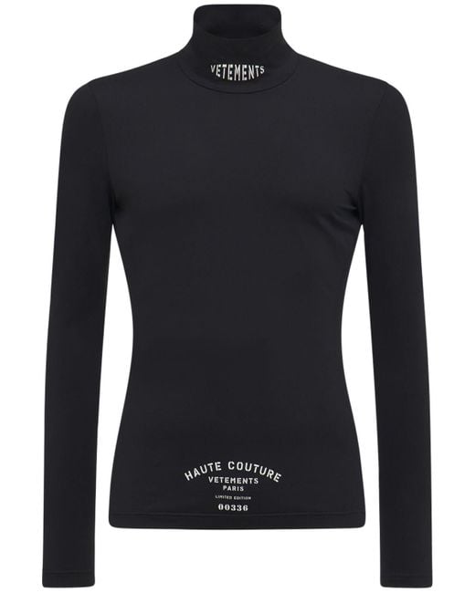 Vetements Rollkragen-t-shirt Aus Technostoff Mit Logodruck in Black für Herren
