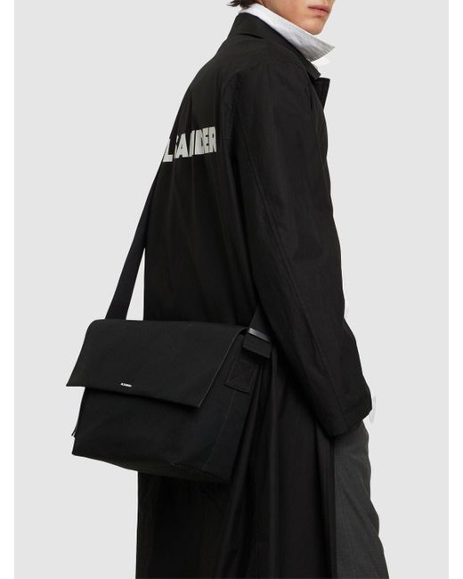 Jil Sander Black Utility Large Crossbody Canvas Bag for men