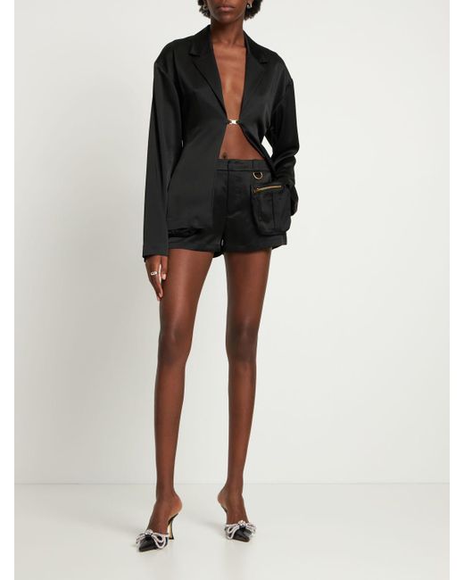 Blumarine Black Blazerhemd Aus Satin