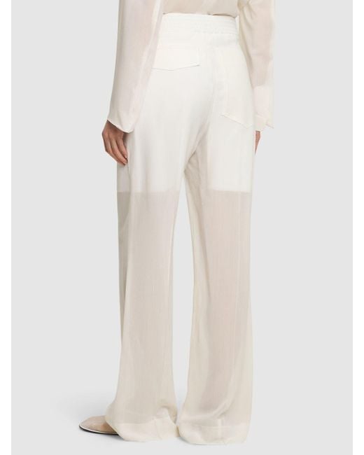 Pantaloni dritti in misto viscosa di Victoria Beckham in White