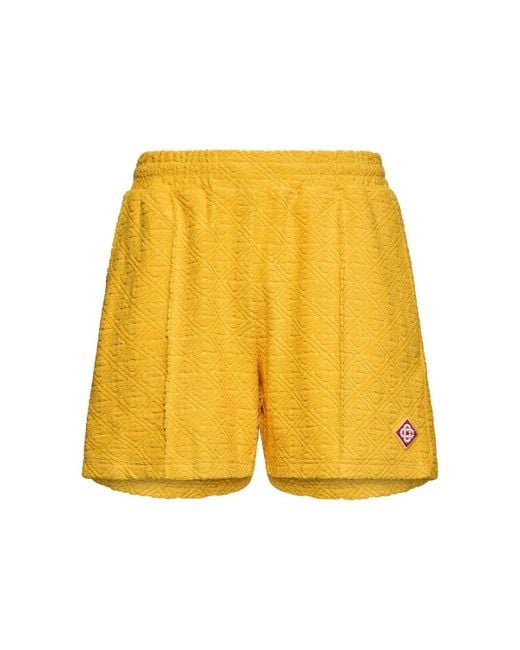 CASABLANCA Monogram Cotton Terry Shorts in Yellow für Herren