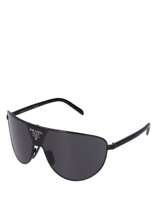 Prada Black Catwalk Pilot Metal Sunglasses for men