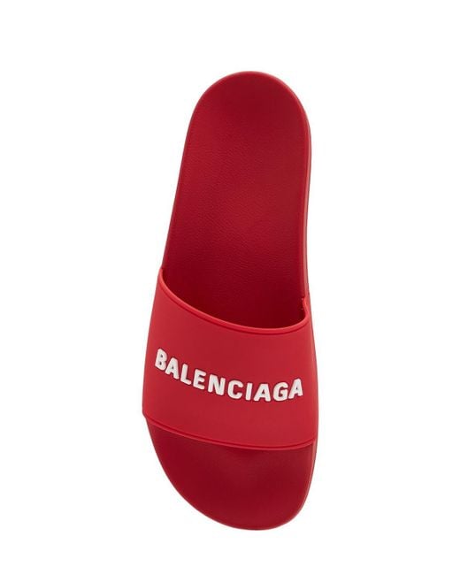 Chanclas De Goma Con Logo Balenciaga de Caucho de color Rojo para hombre |  Lyst