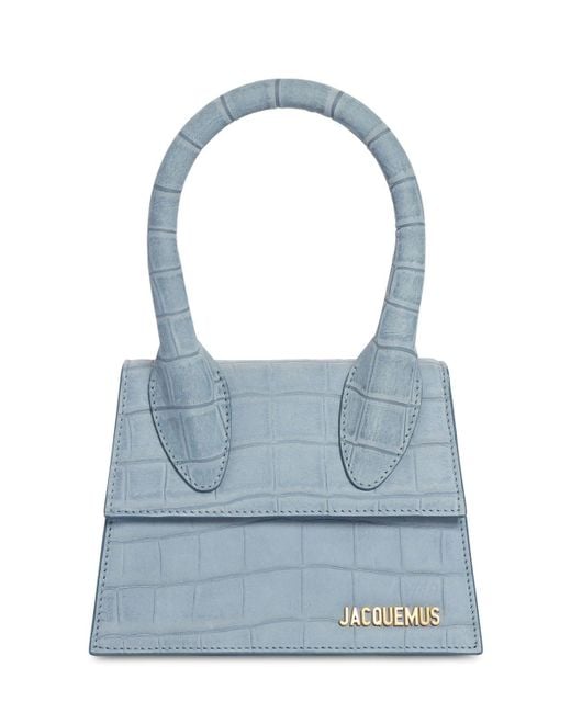Jacquemus Le Chiquito Moyen Croc Embossed Bag in Blue Lyst