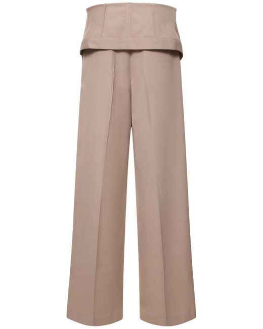 Pantaloni larghi in crepe di misto lana di Acne in Brown