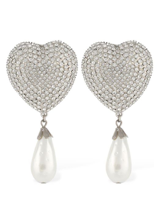 Orecchini con cristalli e perle d'imitazione di Alessandra Rich in White