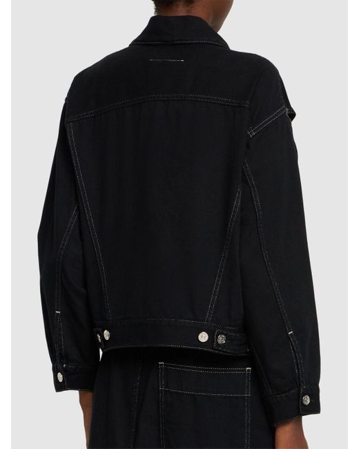 Giacca in denim overdyed di MM6 by Maison Martin Margiela in Black