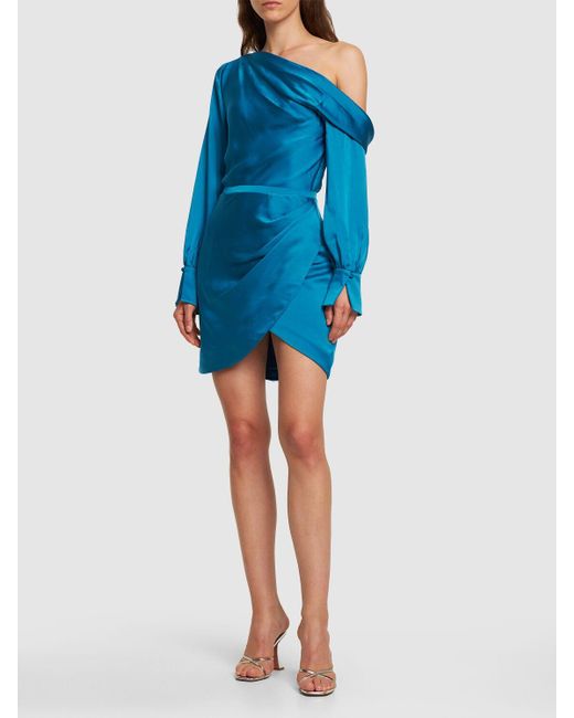 Jonathan Simkhai Blue Cameron Core Classic Satin Mini Dress