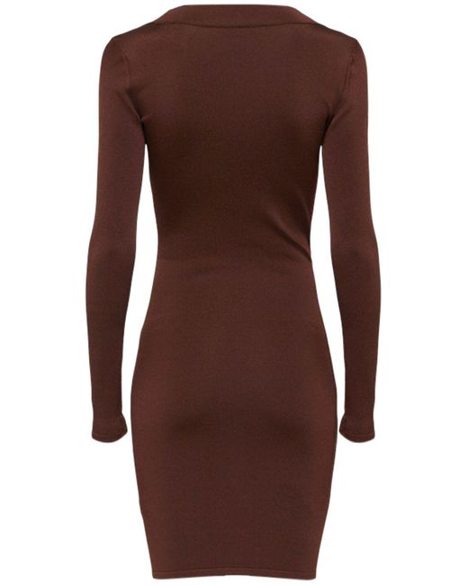 Saint Laurent Brown Viscose Blend Mini Dress