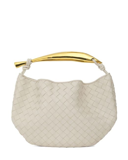 Bottega Veneta Sardine Leather Top Handle Bag in Chalk (Metallic) | Lyst
