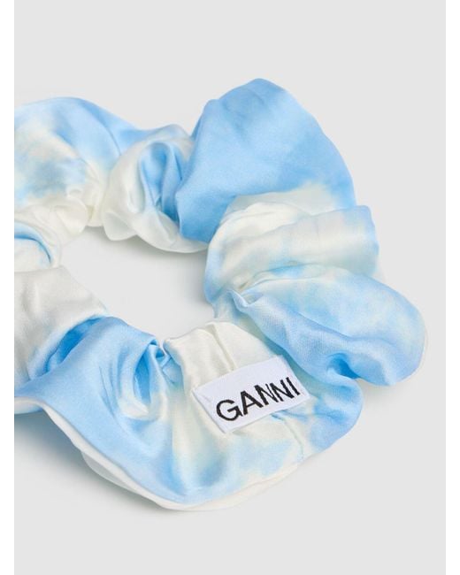 Ganni Blue Printed Viscose Scrunchie