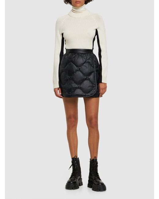 Moncler Black Quilted Nylon Down Mini Skirt