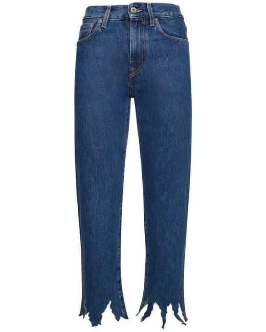 Jeans cropped in denim / frange di J.W. Anderson in Blue