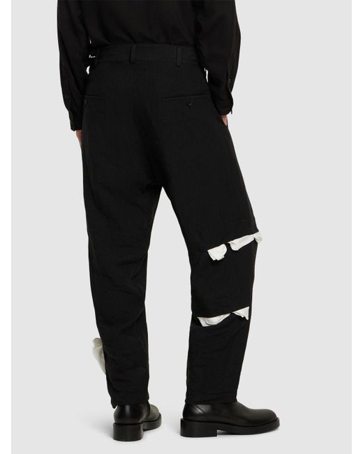 Yohji Yamamoto Black A-deco Linen Pants for men