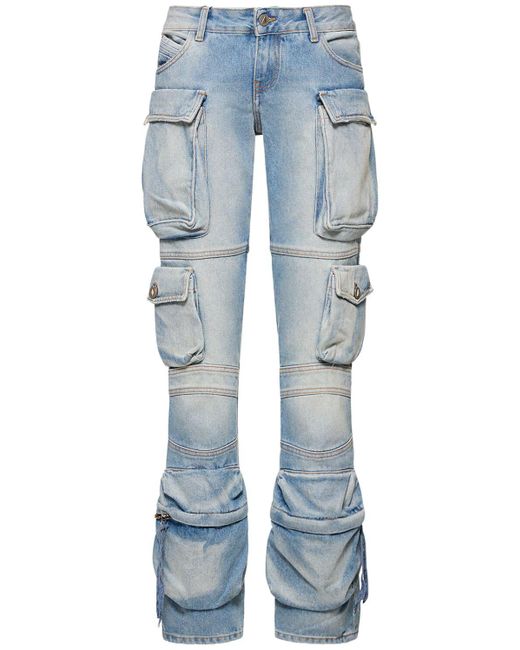 The Attico Essie Denim Low Waist Cargo Jeans in Blue | Lyst Canada