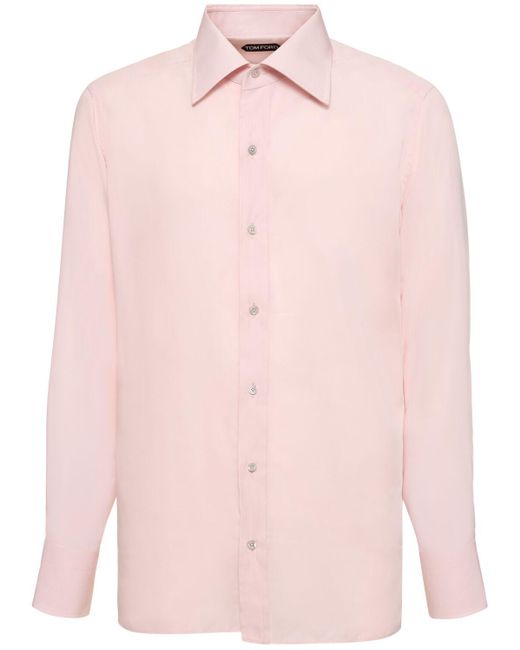 Tom Ford Pink Slim Barrel Cuff Fluid Poplin Shirt for men