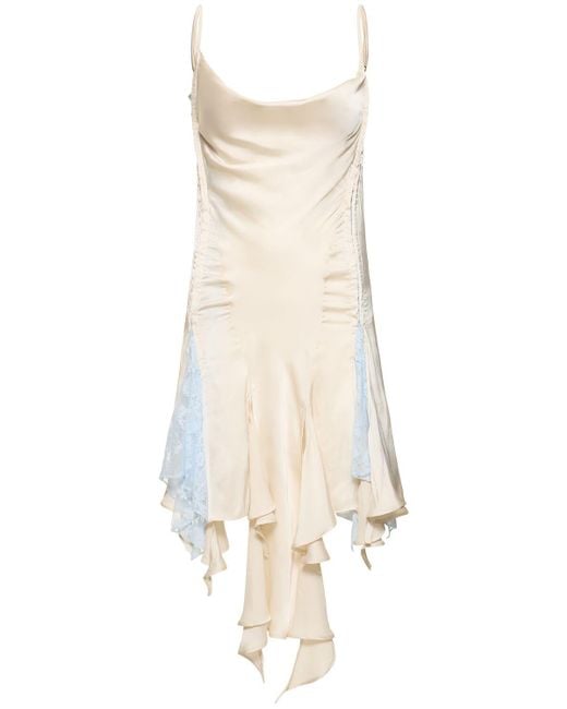 Robe courte en satin et dentelle à volants Y. Project en coloris White