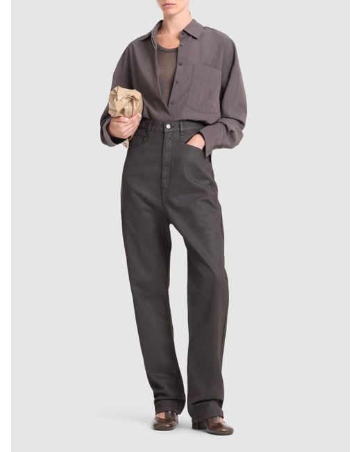 Lemaire シャイニーコーティング ドロップクロッチパンツ Black