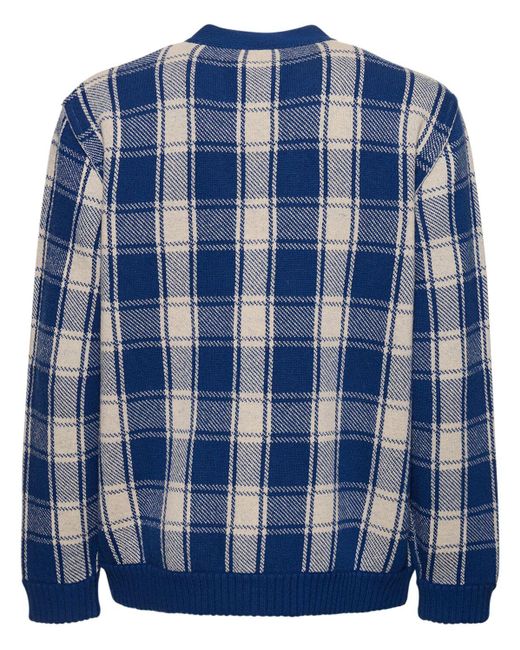 Gucci Blue gg Checked Wool Cardigan for men
