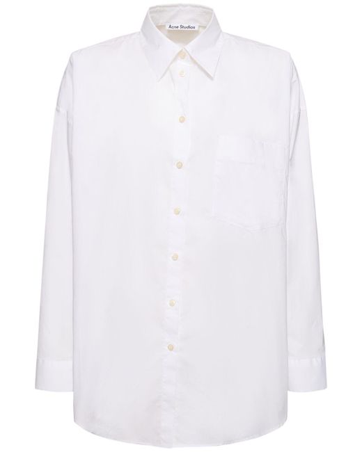 Camisa clásica de popelina de algodón Acne de color White