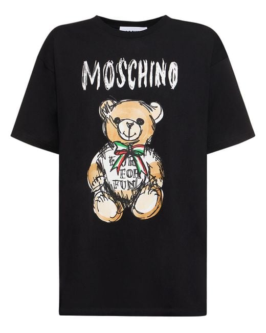 Camiseta de jersey de algodón con logo Moschino de color Black