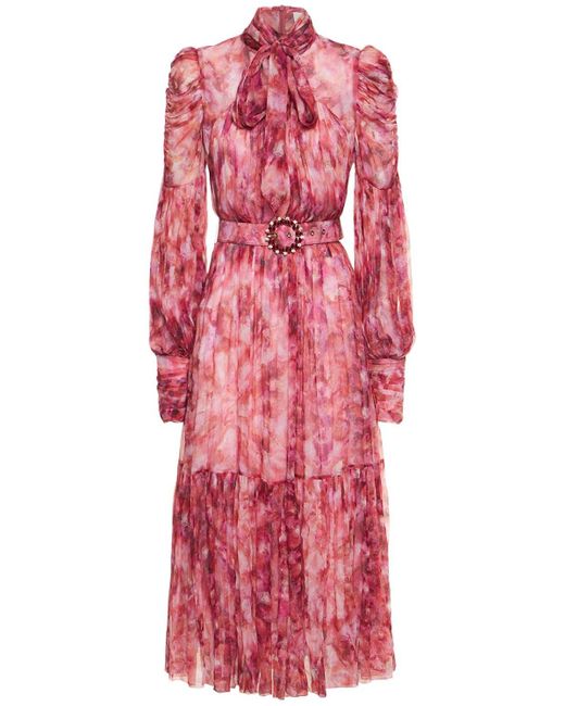 Zimmermann Kaleidoscope Tie-neck Long Dress in Pink | Lyst