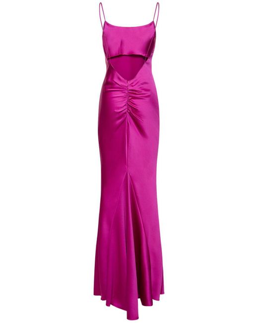 The Andamane Ninfea Crepe Satin Maxi Slip Dress in Purple | Lyst