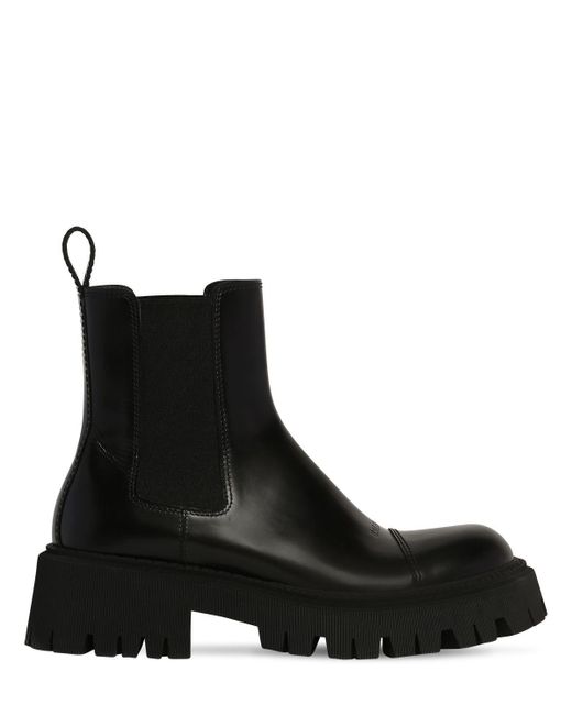 Balenciaga Tractor Bootie L20 Leather Boots in Black for Men | Lyst