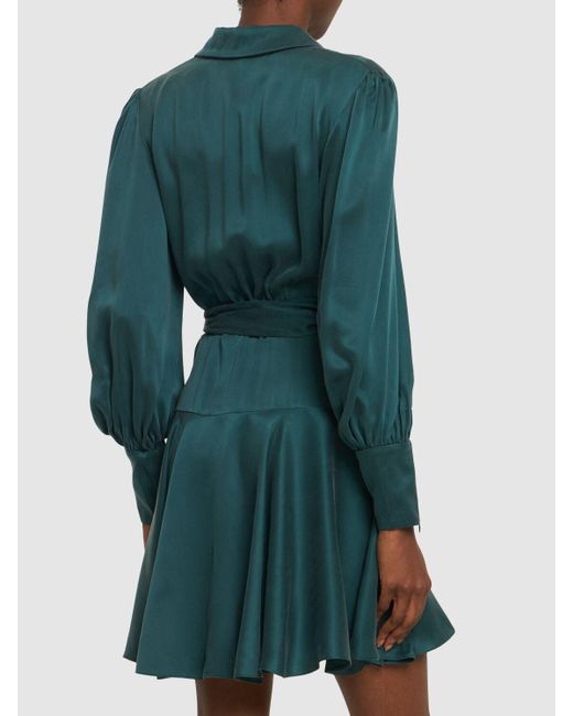 Zimmermann Green Silk Mini Wrap Dress
