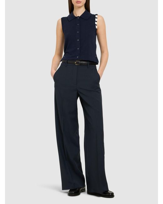 Thom Browne Blue Strickweste Aus Baumwolle
