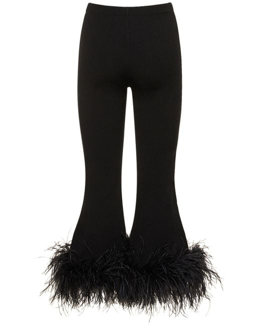 Pantalones rectos de cady con plumas Valentino de color Black